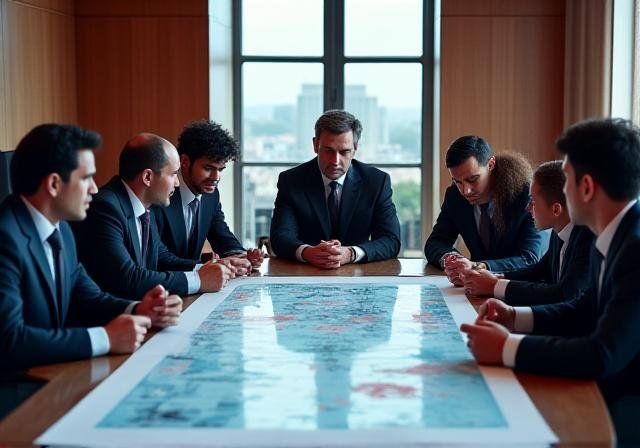 Vulcanora consultants working on a strategic shift map with a team